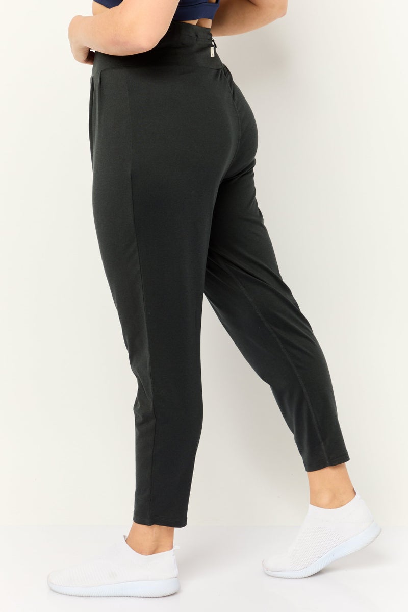 Beause Women Regular Fit Straight Leg Plain Jogger Pants, Black - Image 2